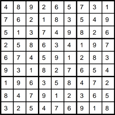 Oplossing Sudoku puzzel